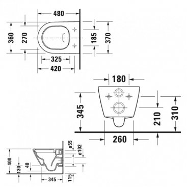 Унитаз подвесной Duravit D-Neo Rimless 2587090000