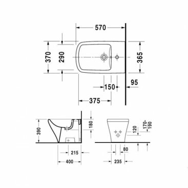 Биде напольное Duravit DuraStyle 2284100000