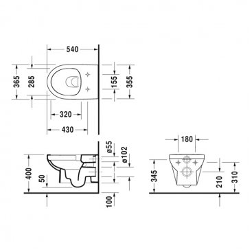 Унитаз подвесной безободковый Duravit DuraStyle 2562090000