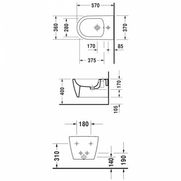 Биде подвесное Duravit Me by Starck 2288150000