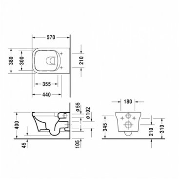 Унитаз подвесной Duravit P3 Comforts 2561090000