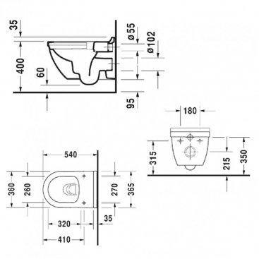 Унитаз подвесной Duravit Starck 3 Rimless 2527090000