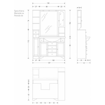 Мебель для ванной Eban Eleonora Modular 130 цвет pergamon