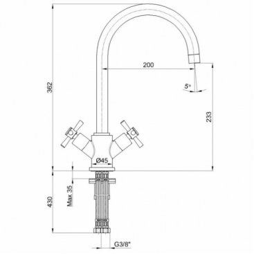 Смеситель для кухни E.C.A. Quadrille 102808488EX золото