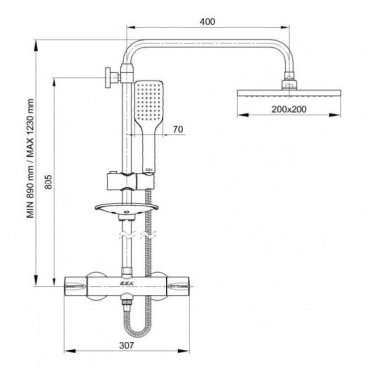 Душевая стойка E.C.A. Thermostatic 102102490EX хром