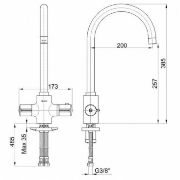 Смеситель для кухни E.C.A. Thermostatic 102108754EX хром