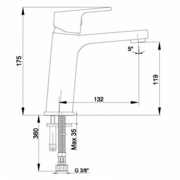 Смеситель для раковины E.C.A. Tiera 103508989EX черный/хром