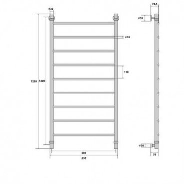 Полотенцесушитель Energy Classic 1200x600