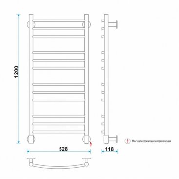 Полотенцесушитель электрический Energy G Ergo 120x50