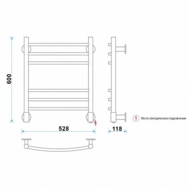 Полотенцесушитель электрический Energy G Ergo 60x50