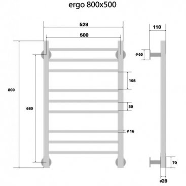 Полотенцесушитель электрический Energy G Ergo 80x50