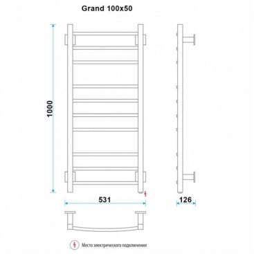 Полотенцесушитель электрический Energy Grand 100x50