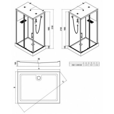 Душевая кабина Esbano ESB-1180CKR