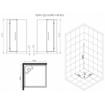 Душевая кабина Esbano ESM-QUADRO-90 L