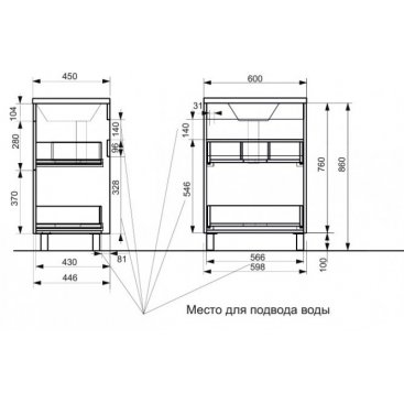 Мебель для ванной Эстет Kare Luxe 60 напольная