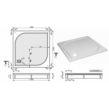 Душевой поддон Эстет Гамма 100x100