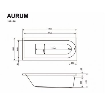 Ванна Excellent Aurum Lux 180x80 хром