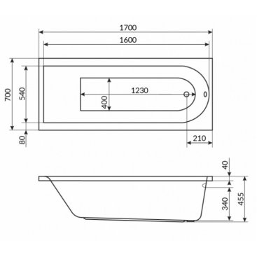 Ванна Excellent Aurum Hydro 170x70 хром