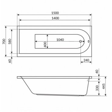 Ванна Excellent Aurum Aero 150x70 хром