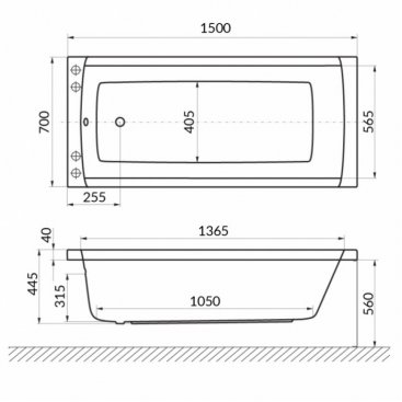 Ванна Excellent Aquaria Soft 150x70 бронза