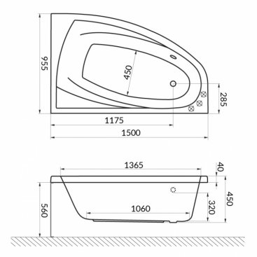 Ванна акриловая Excellent Aquaria Comfort 150x95