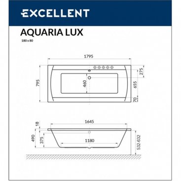 Ванна Excellent Aquaria Lux Slim 180x80