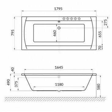 Ванна Excellent Aquaria Lux Soft 180x80 хром