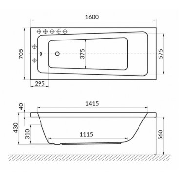 Ванна Excellent Ava Smart Nano 160x70 золото