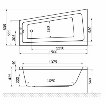 Ванна акриловая Excellent Ava Comfort 150x80