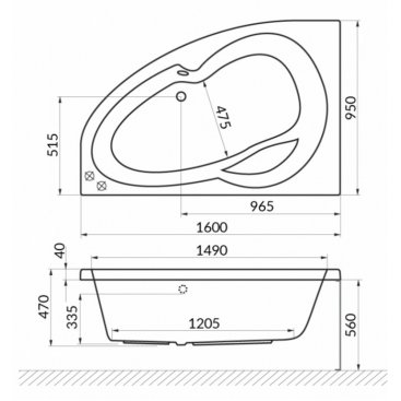 Ванна Excellent Newa Line 160x95 бронза левосторонняя