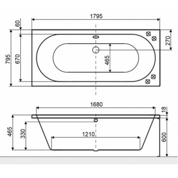 Ванна Excellent Oceana Slim Ultra 180x80 бронза