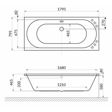 Ванна Excellent Oceana Smart 180x80 хром