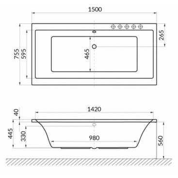 Ванна Excellent Pryzmat Soft 150x75 белая