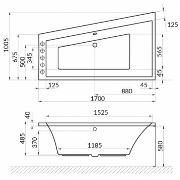 Ванна Excellent Sfera Smart 170x100 хром левосторонняя