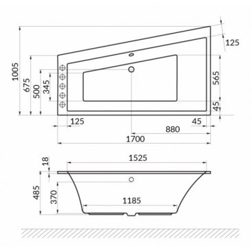 Ванна Excellent Sfera Slim Line 170x100 бронза левосторонняя