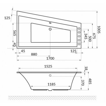 Ванна Excellent Sfera Slim Soft 170x100 золото правосторонняя