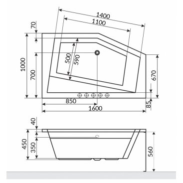 Ванна акриловая Excellent Vesper 160x100