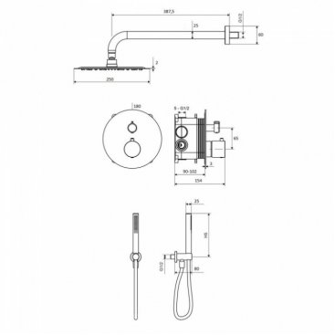 Душевая система Excellent Pi AREX.SET.1248CR