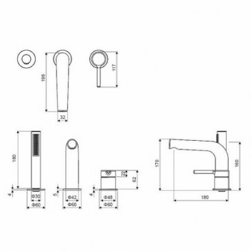 Смеситель на борт ванны Excellent Pi AREX.1234CR