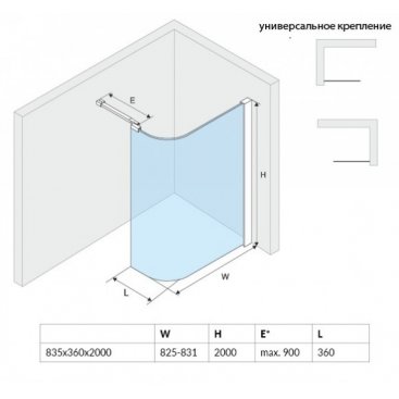 Душевая перегородка Excellent Vidoq 83x36 см