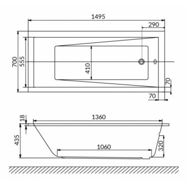 Ванна Excellent Wave Slim 150x70 см Soft