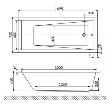 Ванна Excellent Wave Slim 170x75 см Soft