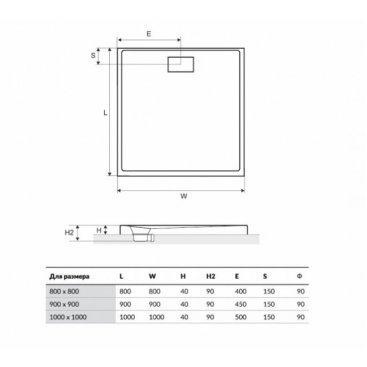 Душевой поддон Excellent Zero 90x90 см