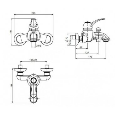 Смеситель для ванны Fima Carlo Frattini Lamp F3304/1CR