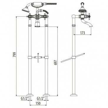 Смеситель для ванны Gattoni TRD TR505/18 хром