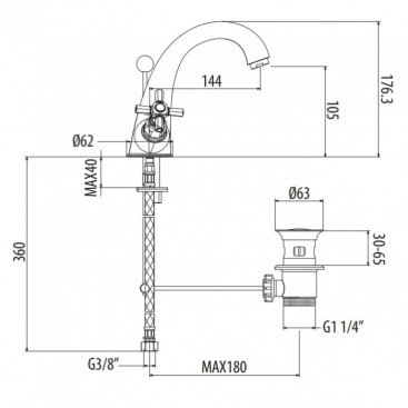 Смеситель для раковины Gattoni TRD TR320/18 хром