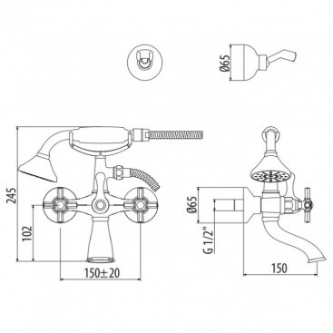 Смеситель для ванны Gattoni TRD TR501/18 золото