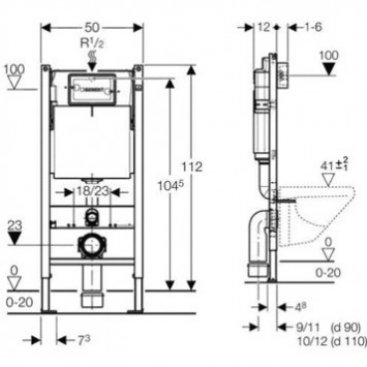 Инсталляция для унитаза Geberit Duofix Up182 Plattenbau 458.162.11.1