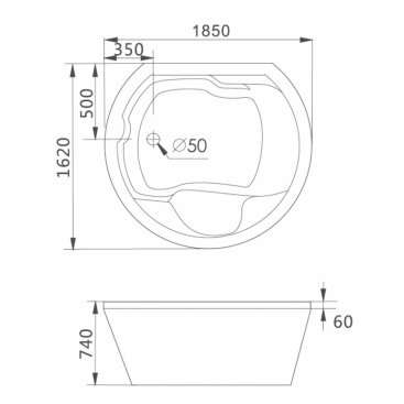 Ванна с гидромассажем Gemy G9053 K 185х162