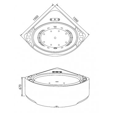 Ванна с гидромассажем GEMY G9252 155x155